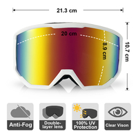 Gafas de Esquí Profesionales con Marco Completo de TPU, Antivaho, UV400, Visión Amplia, para Snowboard y Deportes de Nieve, para Hombres y Mujeres