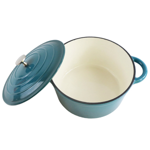 Casserole <span class=keywords><strong>en</strong></span> <span class=keywords><strong>fonte</strong></span> émaillée avec bouton <span class=keywords><strong>en</strong></span> acier inoxydable et doubles poignées pour cuisson lente, faitout - Product Image 2