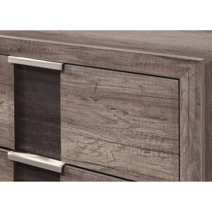 Comodino Rustico Contemporaneo Marrone con Due Cassetti e Maniglie in Metallo, Arredamento in Legno per Camera da Letto - Product Image 2
