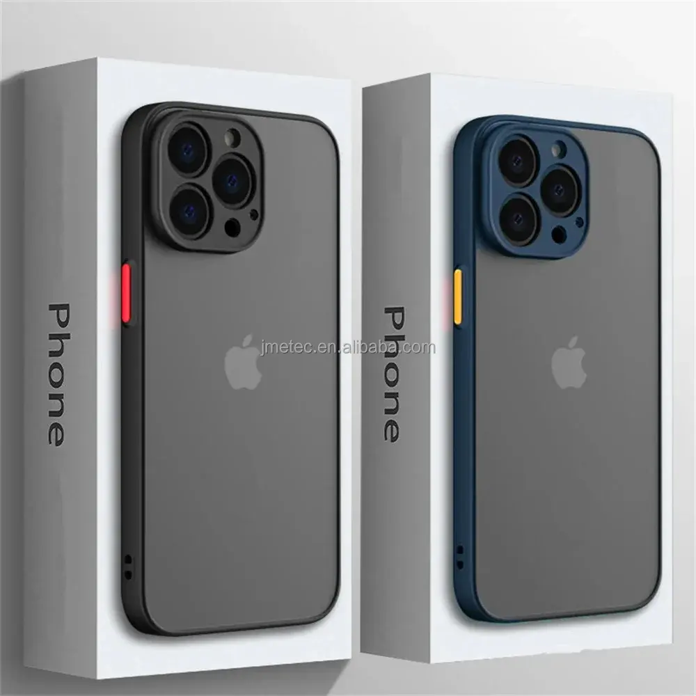 2023 venda quente câmera proteção transparente tpu à prova de choque fosco claro pc telefone caso para iphone 15 14 pro max