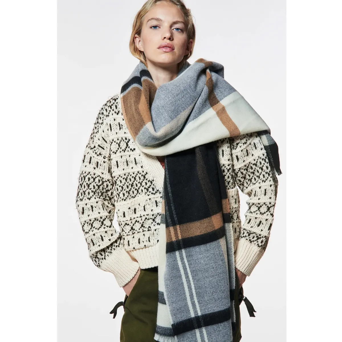 2021 Inglaterra Plaid moda señora mujer tejido grueso Cachemira Artificial cálido invierno cuello bufanda y chal