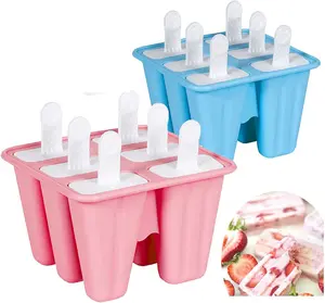 wholesale 4/6/10/12 Cavity Ice Cream Mold Silicone Classic Striped Shape Popsicle Mold Multi Color Easy Release Ice Mold Maker