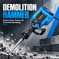 Marteau de démolition ADTO 1800W, énergie d'impact 55J, 2000BPM, briseur électrique pour le brisage de murs en béton, travaux de démolition