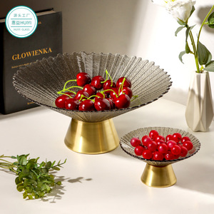 Fruit Bowl Glass With Copper Base Large Creative Luxury Retro Design For Party Decor - Product Image 2