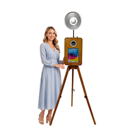 Trépied en bois vintage pour iPad, photomaton avec rotation à 360 degrés, compatible avec les appareils photo reflex numériques et les appareils photo reflex.