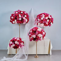 Hoogwaardige, duurzame, luxe zijden rozenrode bloemen bruiloft centerpiece tafeldecoraties bloemstukken kunstbloemen