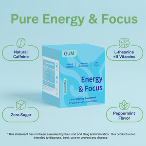 Vente Flash : Chewing-gum à la <span class=keywords><strong>Gomme</strong></span> <span class=keywords><strong>Xanthane</strong></span> Qualité Alimentaire Énergie & Concentration Caféine Naturelle L-Théanine + Vitamines B Zéro Sucre 54 Pièces Fabrication OEM - Product Image 4