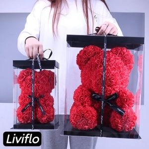 Orsacchiotto di Rose Artificiali in Schiuma, Fatto a Mano, 40cm, Colore Personalizzabile, per Regali - Product Image 1