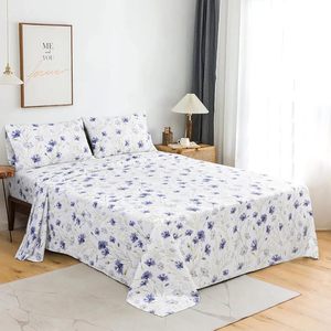 100% cotton kỹ thuật số phản ứng in tờ thiết lập sang trọng hoa in Đặt cược tờ đặt tấm Ga Trải Giường Bông thiết lập in màu tím - Product Image 2