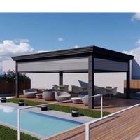 Toit à persiennes latéral rétractable Lamele Gris Bioclimatic 4X5 3X5m Pergola en aluminium résistant aux rongeurs
