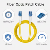 Câble de brassage fibre optique LC LC haute performance OS2 monomode duplex 9/125m SMF LSZH 1G/10G SFP+ pour utilisation FTTH/FTTB, garantie 2 ans