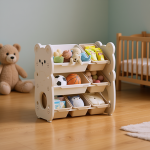 Caja de almacenamiento de plástico con forma de oso, 64,5x35x66cm, para organizar juguetes, ropa, habitación de niños, dormitorio, guardería - Product Image 2