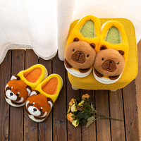 Série d'animaux de dessin animé chaud doux antidérapant chaussures enfant en bas âge fourrure pantoufles fourrure maison chaussures raton laveur mouton chien Panda pantoufles pour enfants