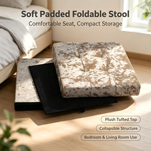 <span class=keywords><strong>Poggiapiedi</strong></span> <span class=keywords><strong>Pieghevole</strong></span> Moderno e Alla Moda con Finitura Vellutata, Contenitore <span class=keywords><strong>Pieghevole</strong></span> per la Camera da Letto - Product Image 6