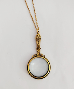 Stile Vintage <span class=keywords><strong>oro</strong></span> antico funzionale lente di ingrandimento collana pendente con catena a maglie lunghe - Product Image 2