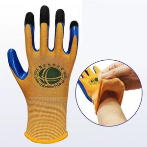 ถุงมือโพลีเอสเตอร์ถักแบบยางลาเท็กซ์ ถุงมือป้องกันอุบัติเหตุในอุตสาหกรรม ฝ่ามือแบบไมโครคริงเคิล กันลื่น ทนน้ำมัน แบบสองชั้น - Product Image 5