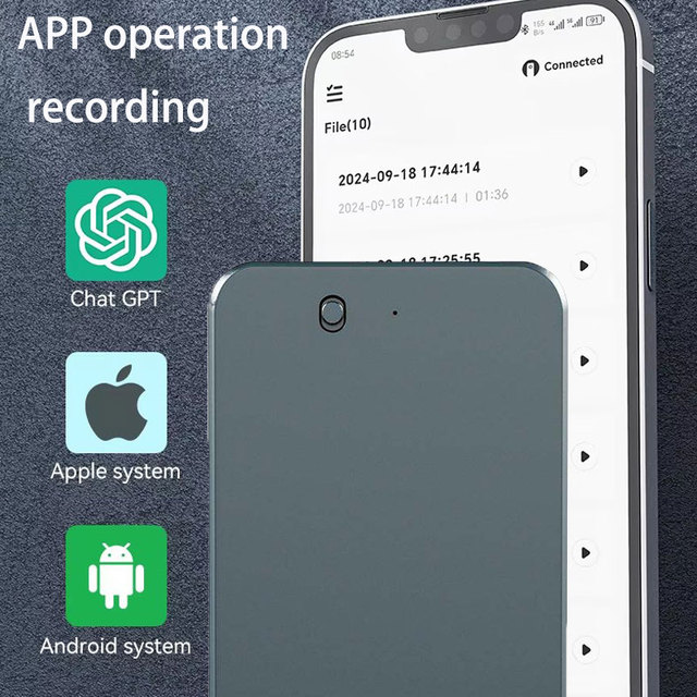 OEM ODM Portable AI Voice Recorder 15 Hours Recording Time 8GB-128GB Memory IOS/Android Compatible MP3 Audio AI Meeting