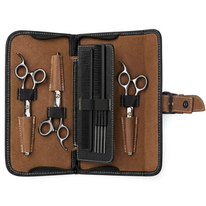 Étui de rangement portable en cuir pour outils de barbier, ciseaux de coiffure, ceinture de transport pour salon et voyage - Product Image 1