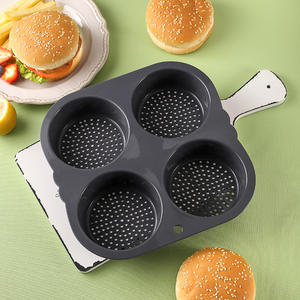 <span class=keywords><strong>Moule</strong></span> à hamburger <span class=keywords><strong>en</strong></span> silicone, 4 compartiments, antiadhésif, outil de cuisson pour pain rond, résistant à la chaleur, pour four domestique, restauration rapide, noir - Product Image 3