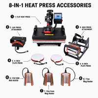 Machine d'impression de t-shirts 8 en 1, presse à chaud combinée, transferts thermiques, machine de sublimation pour t-shirts, casquettes, mugs, coques de téléphone, sacs de courses