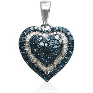 Collier avec pendentif en forme de cœur, 1,33 carats, diamant bleu blanc, taille brillant, plaqué rhodium, argent sterling 925, bijoux tendance pour femmes - Product Image 1