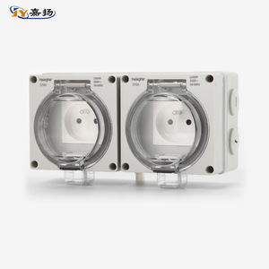 เต้ารับไฟฟ้าแบบฝรั่งเศสคู่ Heighr สำหรับภายนอกอาคาร กันน้ำ IP66 2 ช่องเสียบ 250V มาตรฐาน มีสายดิน วัสดุ PC - Product Image 1
