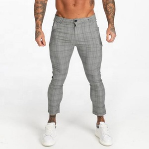 Pantalon chino skinny gris pour homme, taille haute, design à carreaux, pantalon décontracté avec super stretch, taille plus, fournisseur OEM - Product Image 1