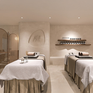 Set Tavolo Manicure LED Minimalista Personalizzato per Salone Unghie con Sedie Bouclé, Arredamento Moderno per Beauty Bar, Design Completo per Negozio - Product Image 5