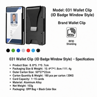 Porte-cartes d'identité minimaliste en aluminium RFID personnalisé avec pince à billets pour employés d'entreprise