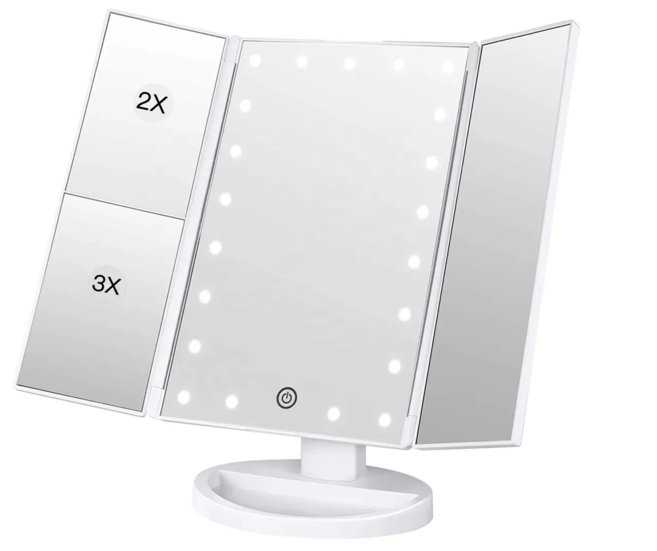 Espelho de maquiagem Toque Screen180 Graus Vanity Espelho Presente para As Mulheres Pequeno Vanity Mirror Iluminado Vanity Portable Travel Cos 3 Folds
