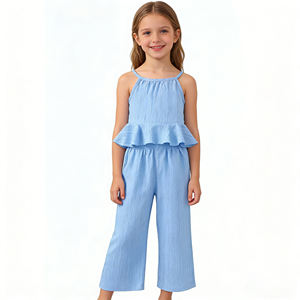 Conjunto <span class=keywords><strong>de</strong></span> Ropa para Bebé Niña, Conjuntos <span class=keywords><strong>de</strong></span> Verano para Adolescentes con Top Halter sin Mangas con Volantes y Pantalones Anchos, Conjunto <span class=keywords><strong>de</strong></span> Ropa Infantil para Uso Diario - Product Image 3