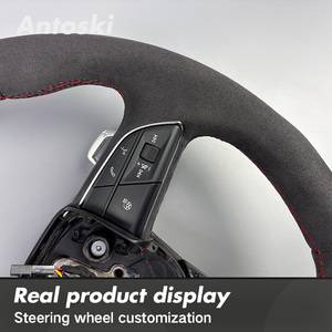 Volante Deportivo Personalizado de Fibra de Carbono y Gamuza Negra para Modelos <span class=keywords><strong>Audi</strong></span> A3, A4, A5, A6L, A8, Q5, Q7, Q8, <span class=keywords><strong>TT</strong></span> B8, B9, C8 - Product Image 4