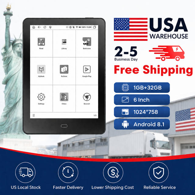 Meebook 6" E-Ink Black & White Display  212 PPI 32GB ROM Android-Based Ebook Reader with PDF/DOCX/FB2/TXT Support USB Type-C
