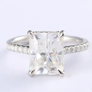 Wholesale Engagement Jewelry Platinum PT950 10k 14k 18k White Gold Diamond Princess Cut Moissanite Ring With IGI GIA Certificate