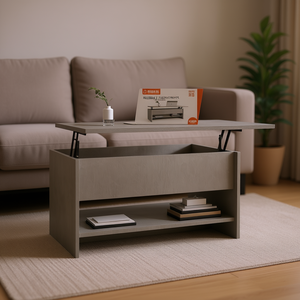 Table basse extensible en bois d'ingénierie gris béton 31,5x19,7x15,7, style moderne et minimaliste pour salon - Product Image 2
