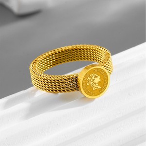 Queen <b>Coin</b> Mesh <b>Ring</b> | 18K PVD Gold Plated Stainless Steel Adjustable Fashion <b>Ring</b> for Women | Non Tarnish Wholesale Jewelry - Product Image 3