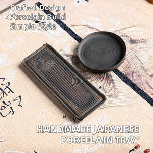 ถาดชาสไตล์ญี่ปันดี (Japandi) ทำจากเซรามิกหยาบ งานแฮนด์เมด เป็นมิตรกับสิ่งแวดล้อม สไตล์เรโทร จานรองชา พอร์ซเลน มินิมอล สำหรับใส่น้ำหรือของแห้ง - Product Image 3