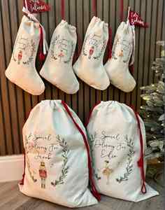 Bolsas de Regalo Navideñas Personalizadas Creativas de Lino para Sublimación, con Cordón, para Guardar Obsequios - Product Image 2