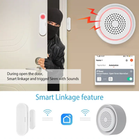 Sirène d'alarme intelligente Tuya WiFi en stock, sûre et durable, 18 sons, alerte par application, alimentation USB, design moderne, matériau PC+ABS pour la maison