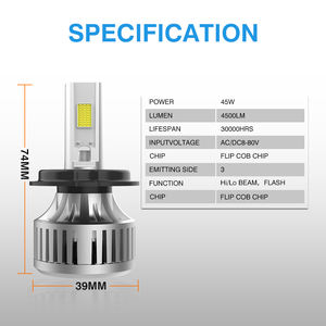 Faro LED superbrillante <span class=keywords><strong>M3PLUS</strong></span> para motocicleta, 40/60W, 4500/6000LM, H4 - Product Image 3