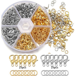 Alloy Jewelry Findings Clasps Hooks Gold Silver Plated DIY Beading Accessories 25pcs Each Color - Product Image 1