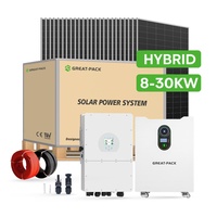 Système d'énergie solaire hybride triphasé IP65 10 kW 15 kW 30 kW, kit complet avec stockage de batterie, ensemble photovoltaïque résidentiel