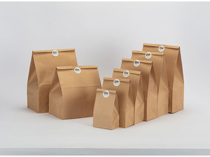 Sac en papier brun sans poignée, personnalisable avec logo, le plus vendu ; Sac en papier brun pour livraison de repas - Product Image 4