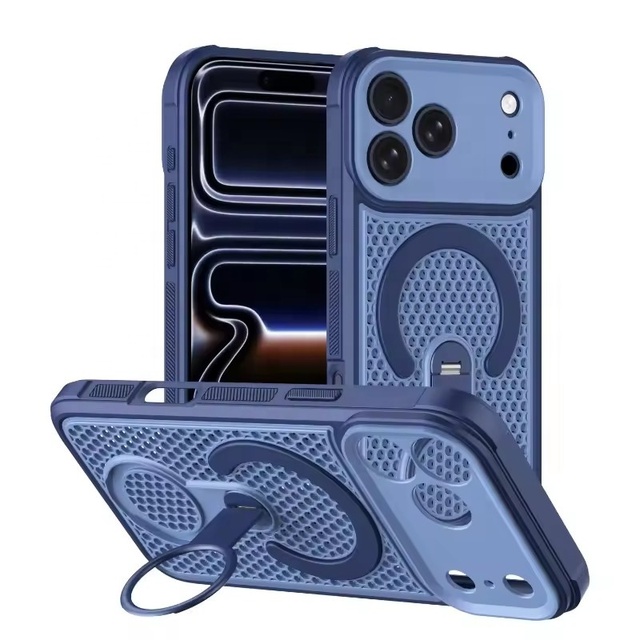 Luxury Heat Dissipation Mobile Phone Foldable Invisible Holder Bracket Ring Magnetic Back Cover Shockproof Case for iPhone 17 16