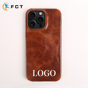 Ốp điện thoại da thật cao cấp FCT Luxury Vintage Design, phủ sáp dầu, chống sốc, tùy chỉnh, dành cho iPhone 17, 16, 15 Pro Max - Product Image 1