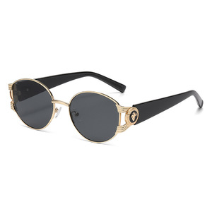 Oval <b>Sunglasses</b> Unisex Black Metal Frame UV400 PC Lens Lightweight For Outings Driving Parties - Product Image 5