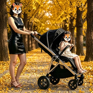 รถเข็นเด็ก รถเข็นเด็กสีชมพูสุดหรู 3 in 1 พร้อมคาร์ซีท แบบพับได้ สำหรับเด็กผู้หญิง - Product Image 1