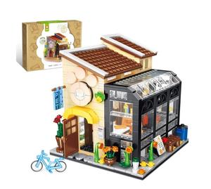 Ensemble de blocs de construction de maison de fleurs/librairie, créer l'élégance et la chaleur environnement serre construction jouet beau cadeau pour les filles - Product Image 2