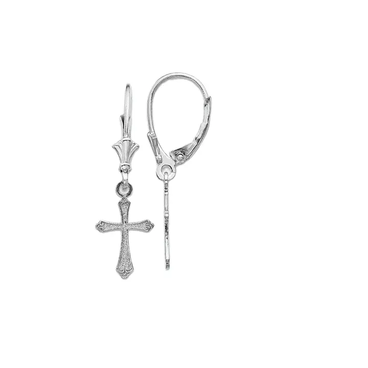 Fascino senza tempo | Orecchini pendenti a croce in argento Sterling rodio su 925 | Gioielli Vintage alla moda in argento per donna