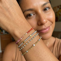 Ensemble de bracelets d'été faits à la main Go2boho, perles de couleur agate rouge, charme carré, bijoux superposés pour femmes